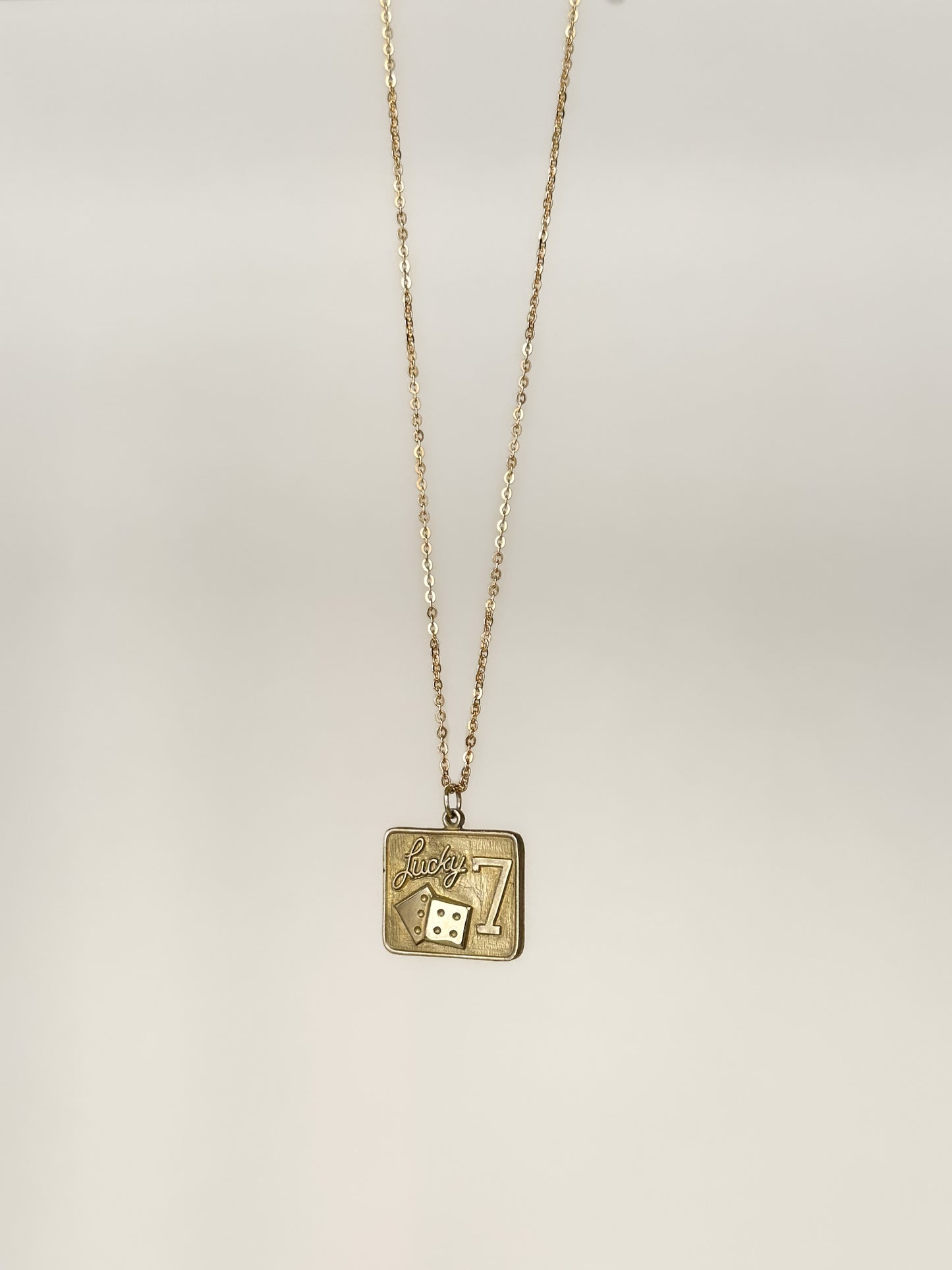 Vintage Brass Good Luck "Lucky 7" Dice Necklace