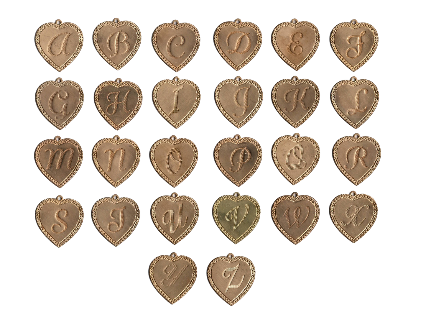 Vintage Initial Heart Charm Necklace