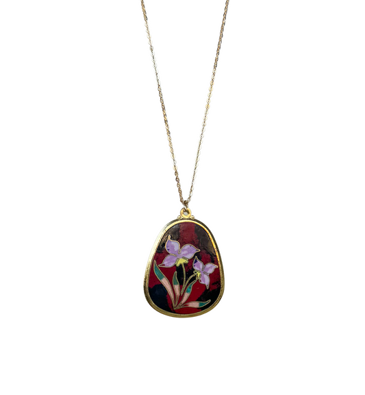 Flower Cloisonne Pendant Necklace