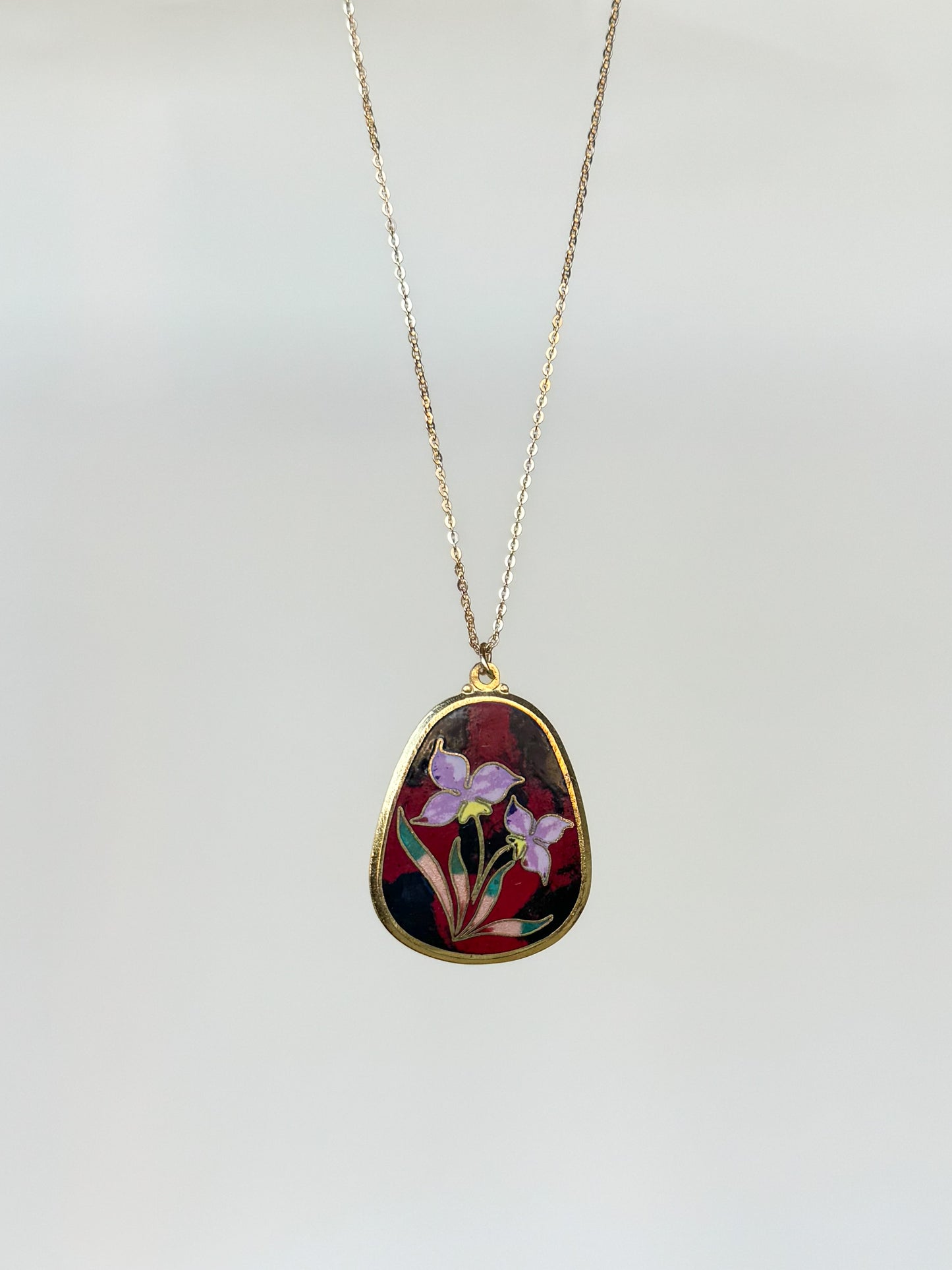 Flower Cloisonne Pendant Necklace