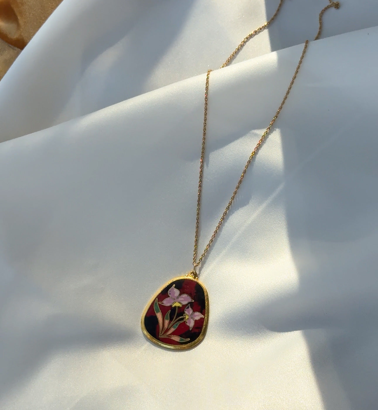 Flower Cloisonne Pendant Necklace