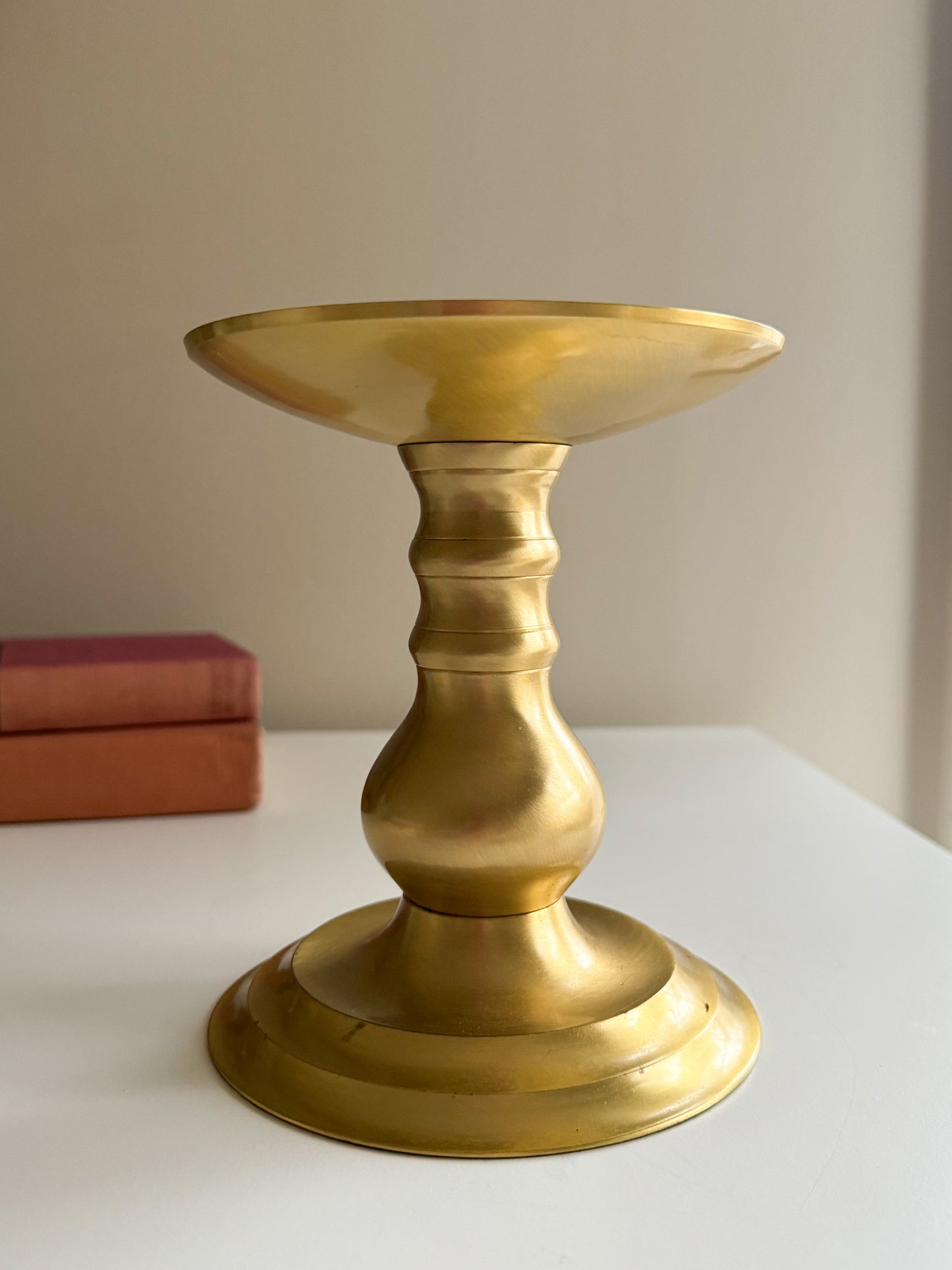 Vintage Brass Pillar Candle Holder