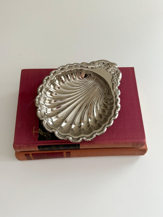 Vintage Victorian Ornate Silver Seashell Clam Shell Trinket Dish Ring Dish