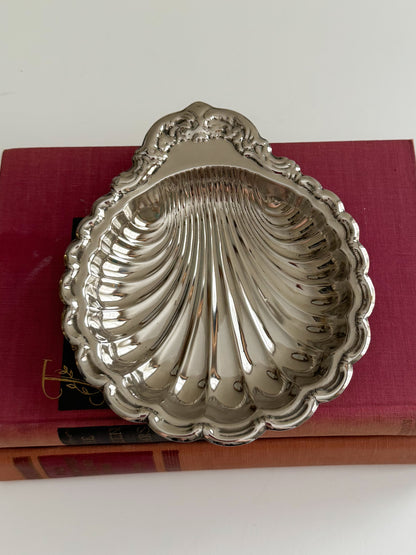 Vintage Victorian Ornate Silver Seashell Clam Shell Trinket Dish Ring Dish