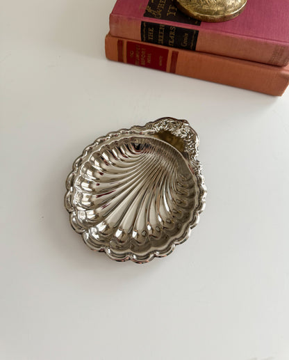 Vintage Victorian Ornate Silver Seashell Clam Shell Trinket Dish Ring Dish